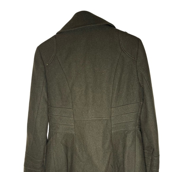 Kenneth Cole New York Pea Coat Size 6 Wool Blend Green Military Double Breasted - Picture 3 of 9